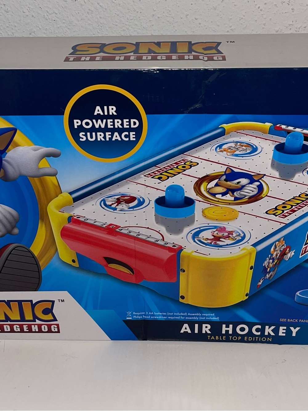 Air Hockey Table - Blue/Yellow in damaged box